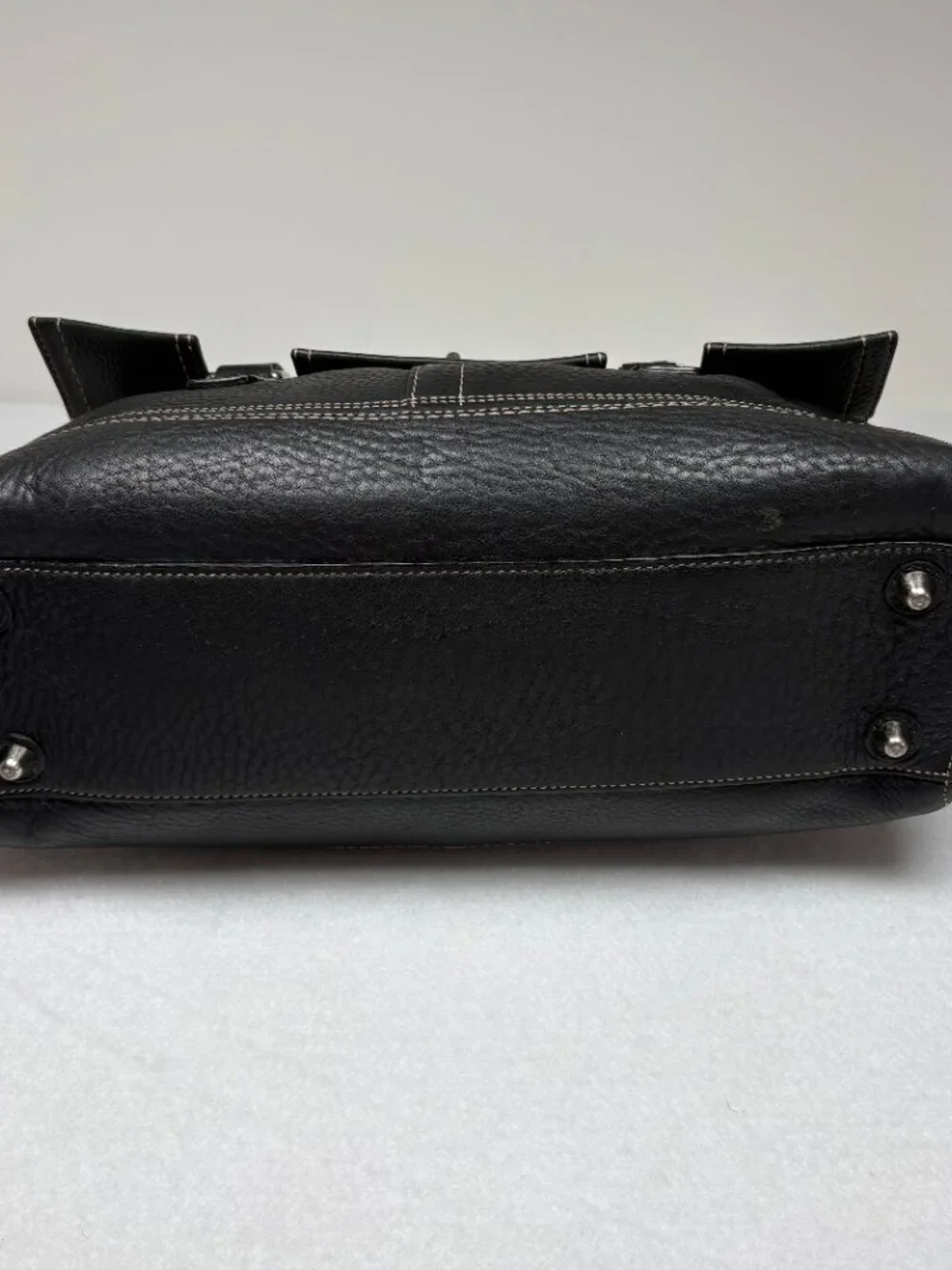 Coach Hamilton Black Pebbled Leather Turnlock Satchel Bag F13091 Quiet Luxury